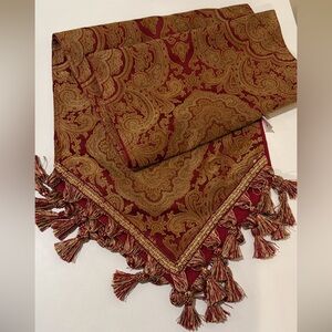 Elegant 72 inch Red and Gold Paisley Table Runner